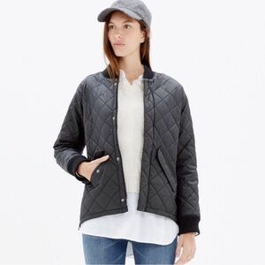 Madewell Black Quilted Full Zip Bomber Jacket Womens Size XS Preppy Outdoor